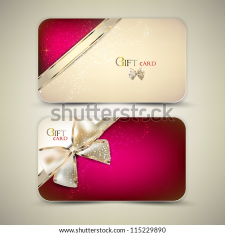 Collection of gift cards with ribbons. Vector background