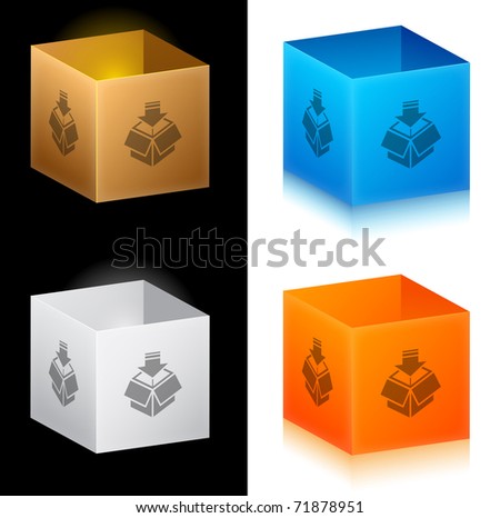 Set of color cardboard boxes