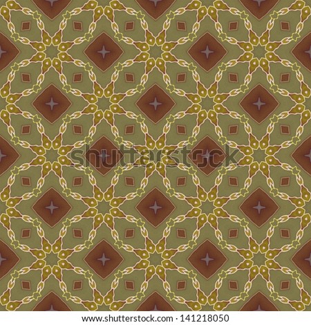 pattern of hand-painted on silk a  brown olive color temperature and computer processing