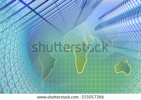 Map and buildings - abstract computer background.