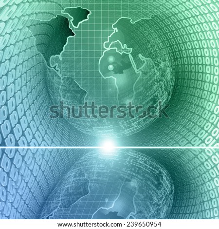Business background with map and digits, green and blue toned.