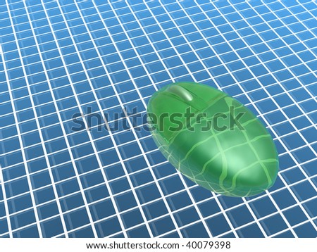 Mouse on checkered mouse pad.