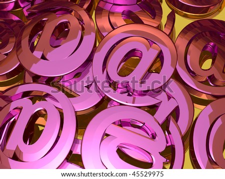 Purple electronic mail signs on gold background.