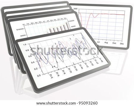 Frames with statistic  pictures on white background (business).