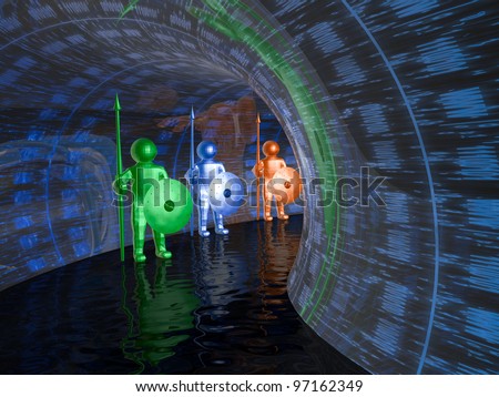 Mines tunnel - abstract technology background.