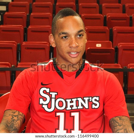 NEW YORK-OCT. 23: St. John\'s Red Storm guard D\'Angelo Harrison during media day on October 23, 2012 at Carnesecca Arena, Jamaica, Queens, New York.