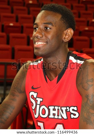NEW YORK-OCT. 23: St. John\'s Red Storm forward Jakarr Sampson during media day on October 23, 2012 at Carnesecca Arena, Jamaica, Queens, New York.