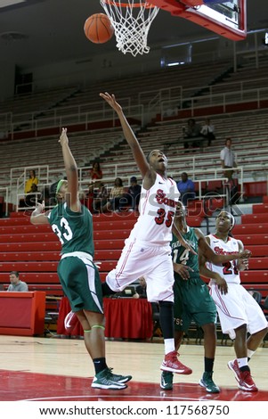 NEW YORK-NOV 3: St. John\'s Red Storm guard Shenneika Smith (35) goes up for a basket against Farmingdale Rams during the first half at Carnesecca Arena on November 3, 2012 in Jamaica, Queens, New York.