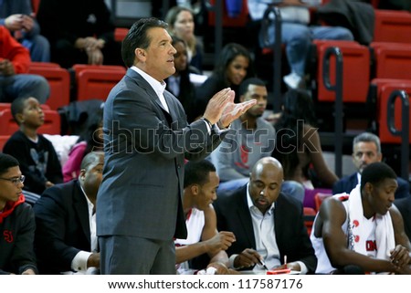 NEW YORK-NOV 3: St. John\'s Red Storm head coach Steve Lavin on the sidelines against the Sonoma State Seawolves at Carnesecca Arena on November 3, 2012 in Jamaica, Queens, New York.