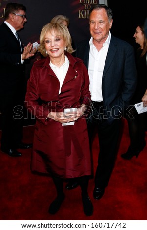 NEW YORK- OCT 20: Talk show host Barbara Walters (L) and guest attend the Broadway opening night of 'A Time To Kill' at The Golden Theatre on October 20, 2013 in New York City.