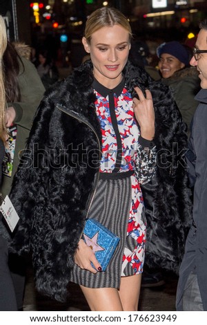 NEW YORK-FEB 6: Actress Diane Kruger arrives at a private shopping event in celebration of Peter Pilotto for Target at Gotham Hall near Herald Square on February 6, 2014 in New York City.