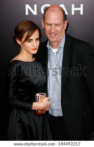 NEW YORK-MAR 26: Actress Emma Watson (L) and Vice Chairman of Paramount Pictures Rob Moore attend the premiere of \