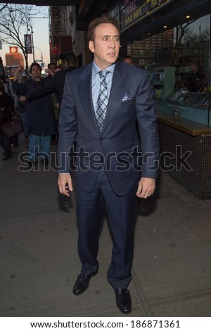 NEW YORK-APR 9: Actor Nicolas Cage attends the Lionsgate & Roadside Attractions with The Cinema Society premiere of \'Joe\' at Landmark\'s Sunshine Cinema on April 9, 2014 in New York City.