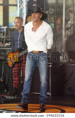 NEW YORK-MAY 23: Country music singer Tim McGraw performs at the Toyota Concert Series on the Today Show at Rockefeller Plaza on May 23, 2014 in New York City.