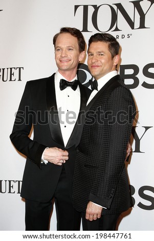 NEW YORK-JUNE 8: Actor Neil Patrick Harris (L) and David Burtka attend American Theatre Wing\'s 68th Annual Tony Awards at Radio City Music Hall on June 8, 2014 in New York City.