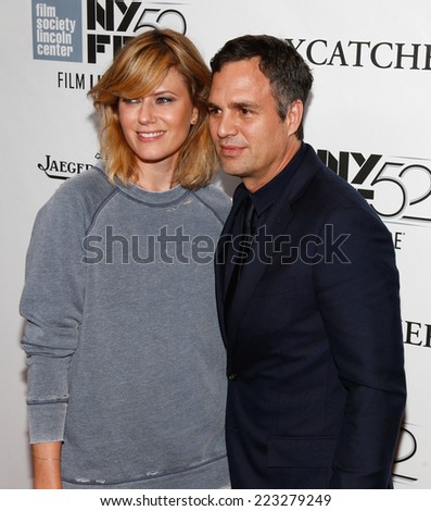 NEW YORK-OCT 10: Actor Mark Ruffalo (R) and wife Sunrise Coigney attend the \