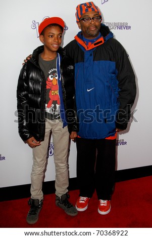 NEW YORK, NY - FEBRUARY 02: Spike Lee and son, Jackson, attend the \