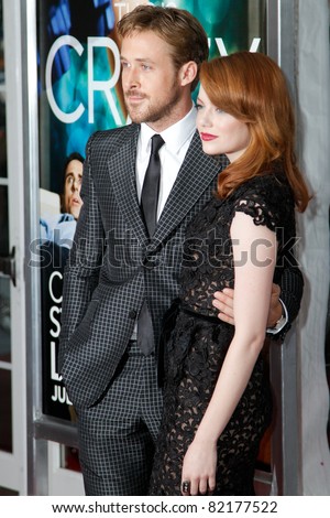 NEW YORK - JULY 19: Ryan Gosling and Emma Stone attend the world movie premiere of \