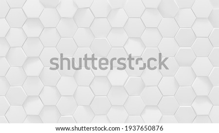 White hexagonal geometric background. 3D render