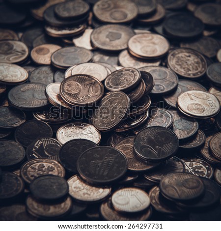 Coins background. euro coins. cent coins. euro cents