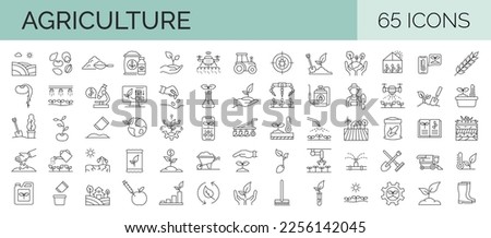 
Farming and agriculture outline symbol collection. 65 editable stroke icons. Vector illustrator