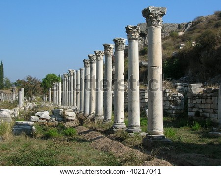 antiques columns at Ephesus, Turkey