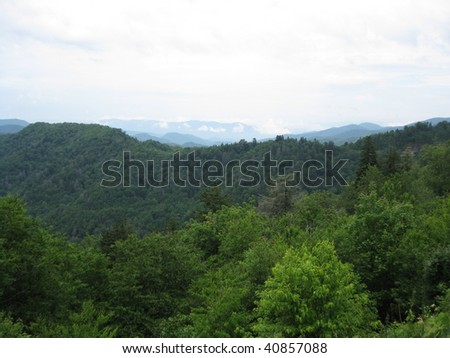 A scenic view of the Great Smoky Mountains near Pigeon Forge, Tennessee.