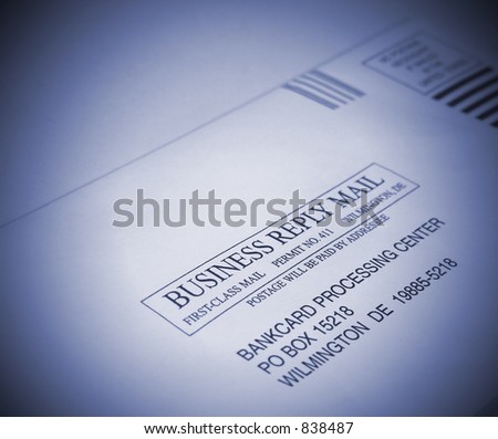 A photo of a business reply envelope
