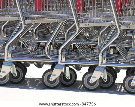 A photo of stacked shopping carts