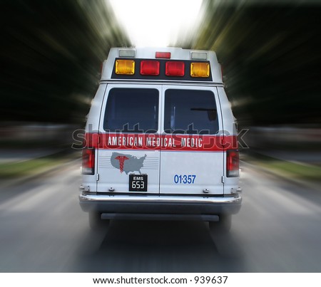 A photo of an ambulance in route to an emergency
