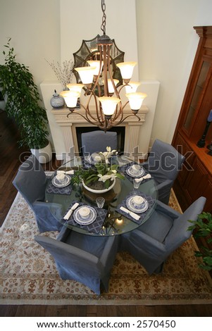 A beautiful dining room interior inside an upscale home