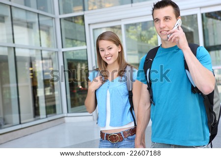 An attractive couple at school (Focus on Woman)