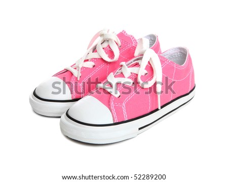 Pink Girls Sneakers (Tennis Shoes) over a white background