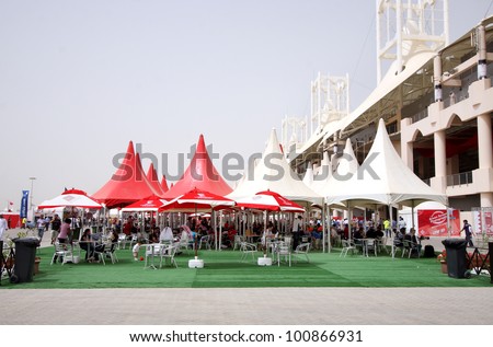 SHAKIR, BAHRAIN - APRIL 20: Formula 1 village, a vending & entertainment area in 2012 Formula 1 Gulf Air Bahrain Grand Prix on April 20, 2012 in Shakir, Bahrain