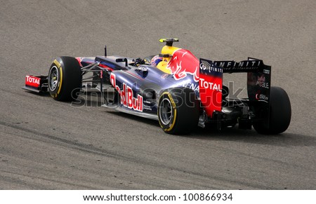 SHAKIR, BAHRAIN - APRIL 20: Mark Webber of Red Bull racing-Renault racing during Friday practice session in 2012 Formula 1 Gulf Air Bahrain Grand Prix on April 20, 2012 in Shakir, Bahrain