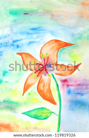 Original painting of a beautiful flower, a child art