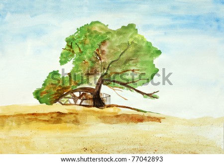 Original painting of tree of life in Bahrain, a child art