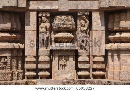 Pillars and sculptures, Sun temple konark