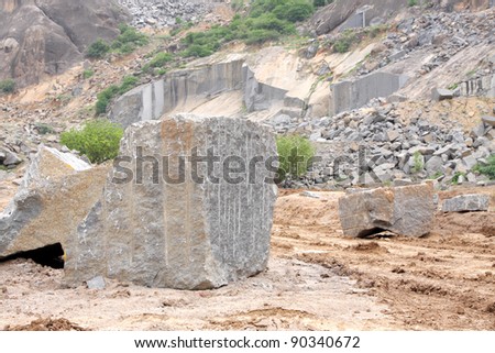 A granite block, product from granite quarry