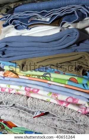 pile of colorful ironed linen
