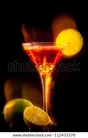 Similar – Image, Stock Photo Red cocktail with olive and lemon