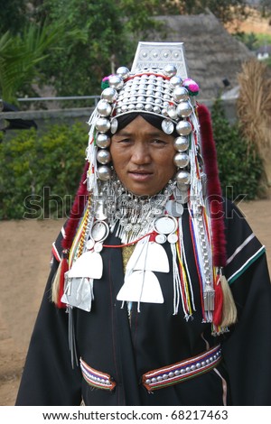 Akha Hill Tribe Village, Chiang Rai, Thailand - Jan 12: Akha Woman ...