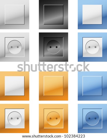 Electrical socket and switches. Vector illustration