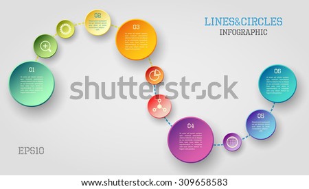 Modern vector circle and line infographic elements in bright colors