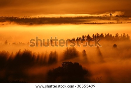 September sunrise ground fog at Sussex, New Brunswick, Canada, North America.