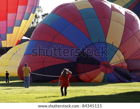 SUSSEX, CANADA - SEPTEMBER 8: Preparing for the evening launch at the Atlantic International Balloon Fiesta on September 8, 2011 in Sussex, Canada.