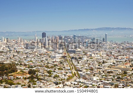 San Francisco downtown view from Twin Peaks, California