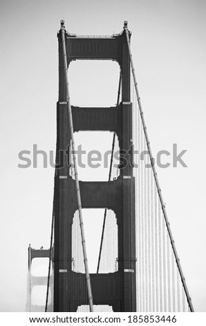 Golden Gate Bridge detail - a suspension bridge spanning the Golden Gate, the opening of the San Francisco Bay into the Pacific Ocean