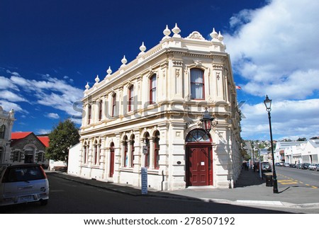 OAMARU - March 4 2010: Architecture in the Victorian style in Oamaru - the largest town in North Otago, in the South Island of New Zealand, is the main town in the Waitaki District.