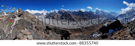 Panorama of the Gokyo Valley and Mt. Everest, Himalayas, Nepal